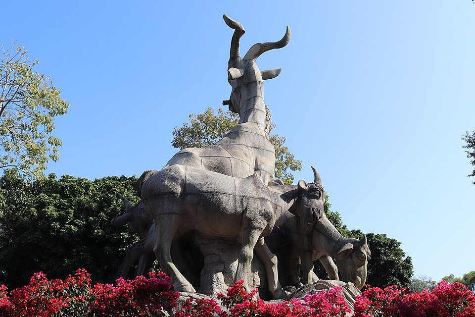 The Five Rams statue at Yuexiu Park, one of Guangzhou's best-known landmarks.