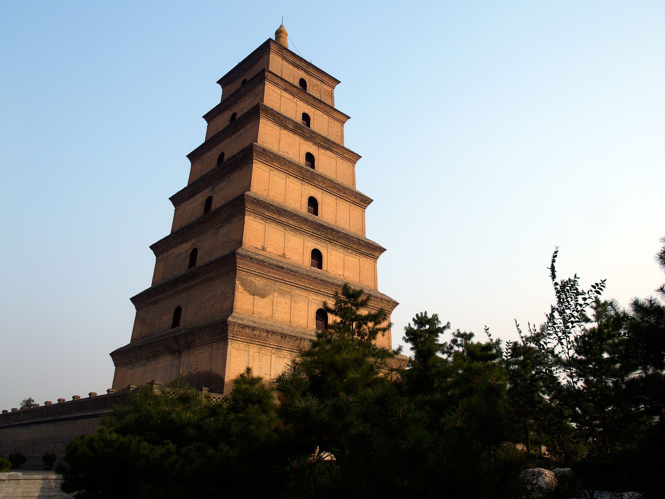 Giant Wild Goose Pagoda rising above the surrounding district in Xi'an